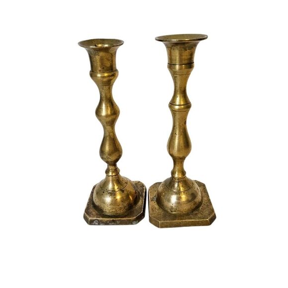2 brass candlesticks,  6 inches. - Picture 1 of 3